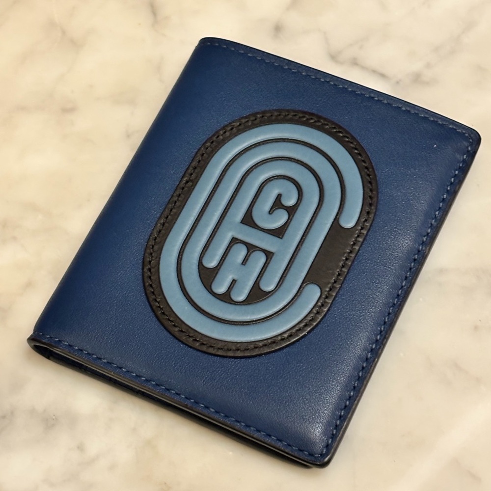 Coach Blue Leather “CH” Bifold Wallet